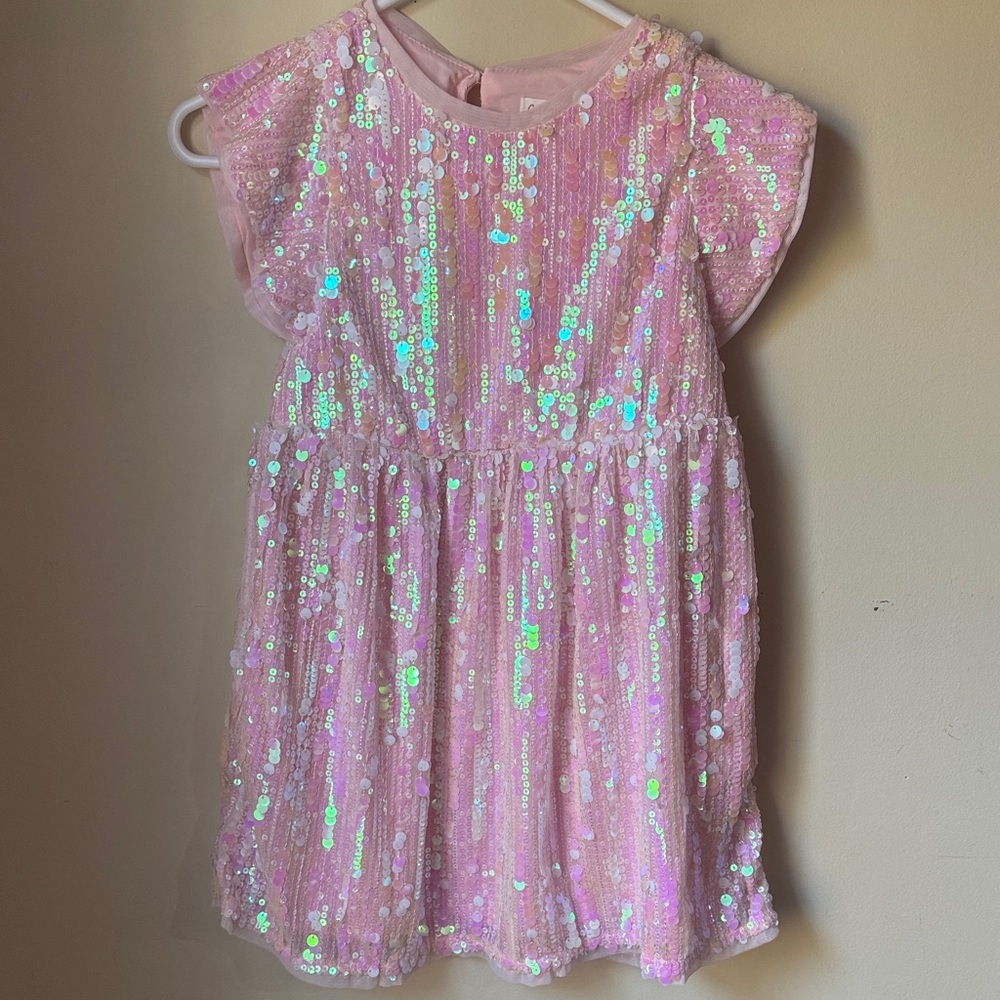 Girls Light Pink Sequin Dress